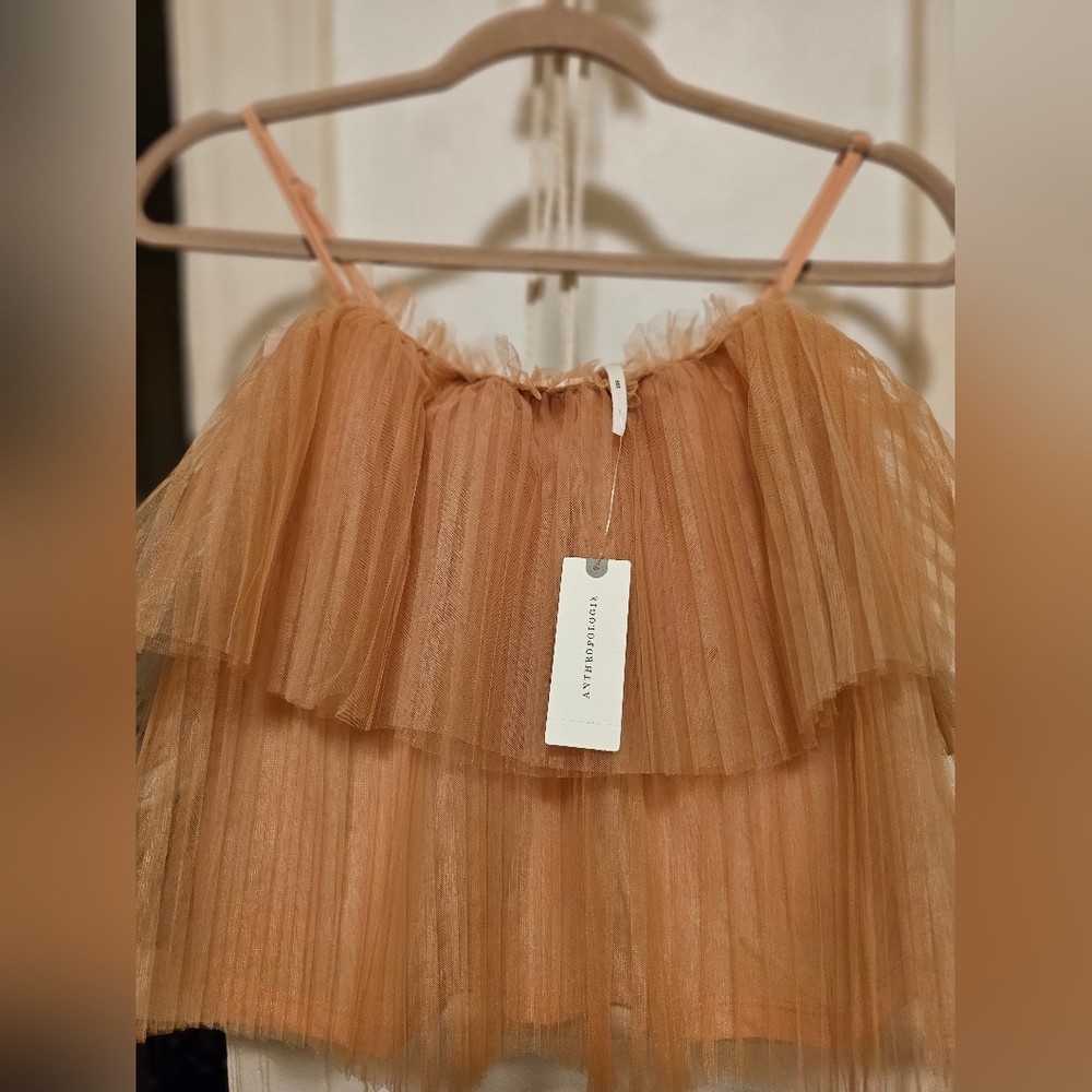 Anthropologie Pleated Tulle Tank